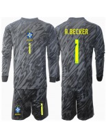 Otroške Nogometnih dresov Brazilija Alisson Becker #1 Vratar Gostujoči Copa America 2024 Dolgi rokavi (+ hlače)